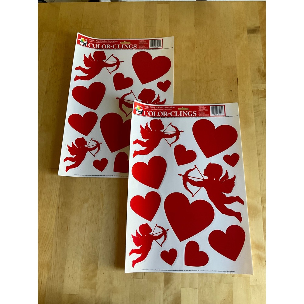 Paper Magic Group Color-Clings Valentines‎ Cupid Hearts Window Decals 2 Sheets